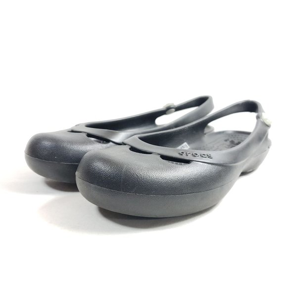 Crocs Womens Black Kadee Flats With Floral Detail Size 8 - Picture 2 of 10